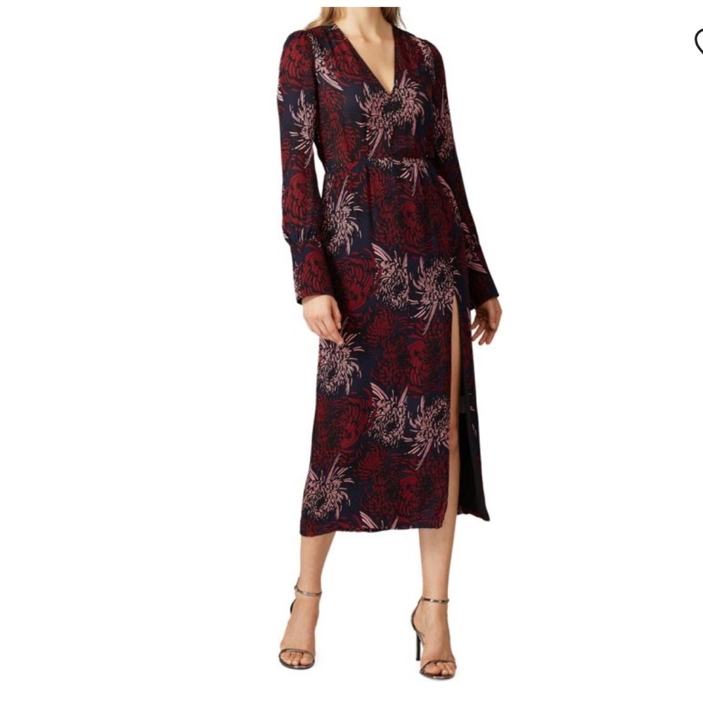 A.L.C. Print Surplice Silk Slit Midi-Dress, size 6, sold out online